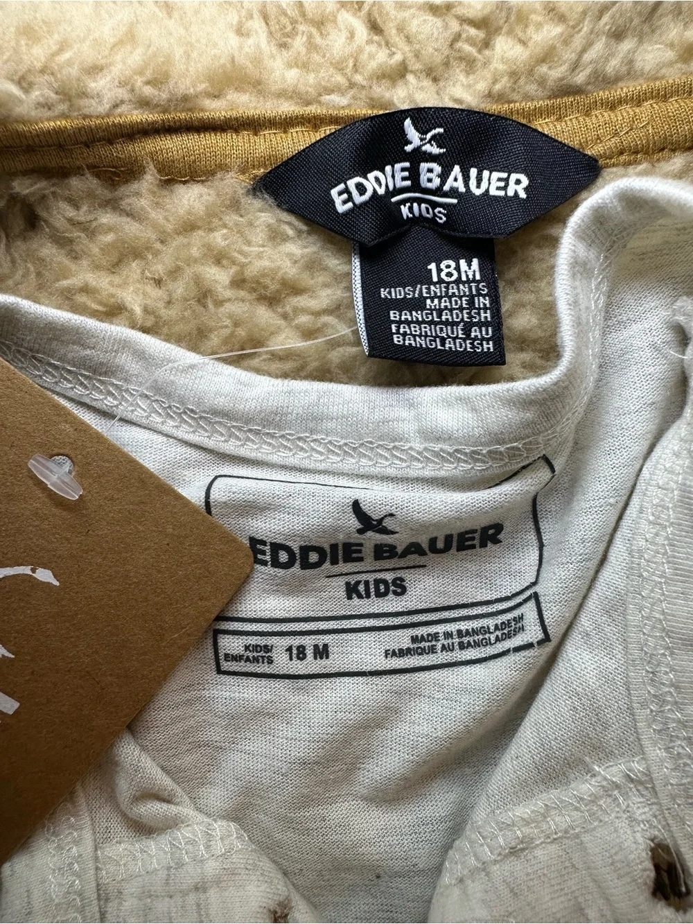 Eddie Bauer Kids Olive Green Hooded Vest & Heathered Henley Set 18M NWT